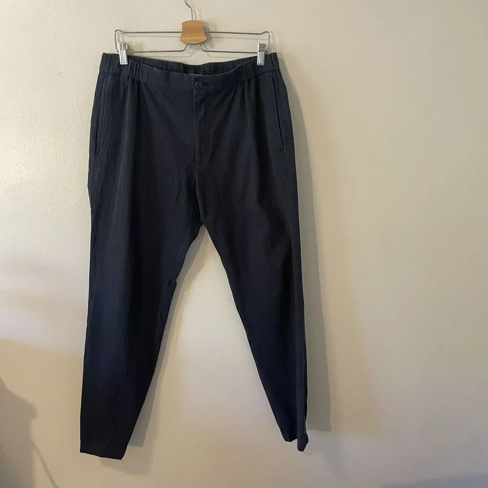 Club Monaco Men’s Lex Tapered Textured Cotton Trousers Sz L